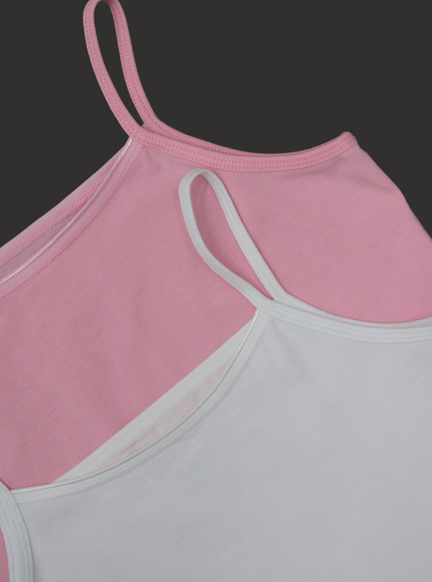 Kız Çocuk Atlet 2'li Paket 1296 - Pembe Beyaz - 3