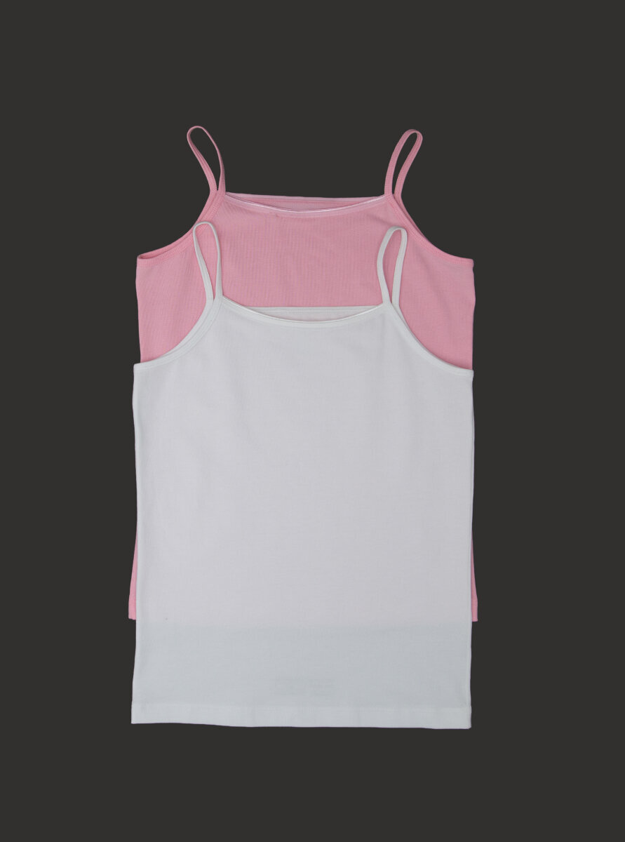 Kız Çocuk Atlet 2'li Paket 1296 - Pembe Beyaz - Blackspade