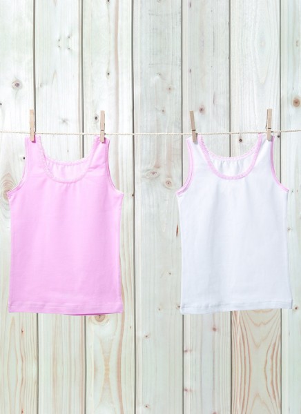 Kız Çocuk Atlet 2'li Paket 1297 - Pembe Beyaz - Blackspade