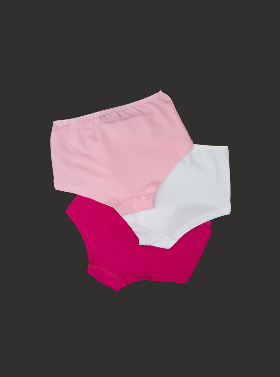 Kız Çocuk Boxer 3'lü Paket 1295 - Fuşya Pembe Beyaz - 3