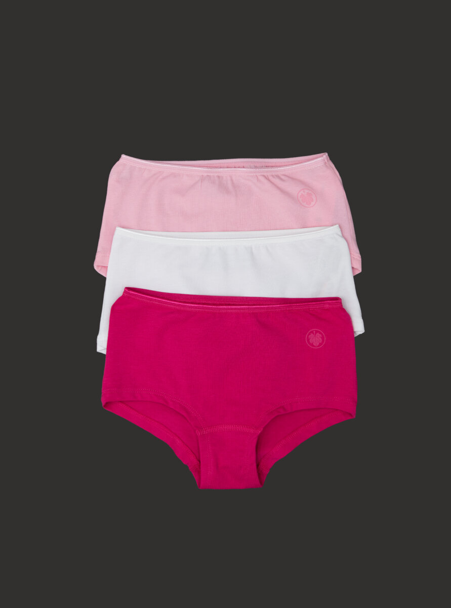 Kız Çocuk Boxer 3'lü Paket 1295 - Fuşya Pembe Beyaz - 1