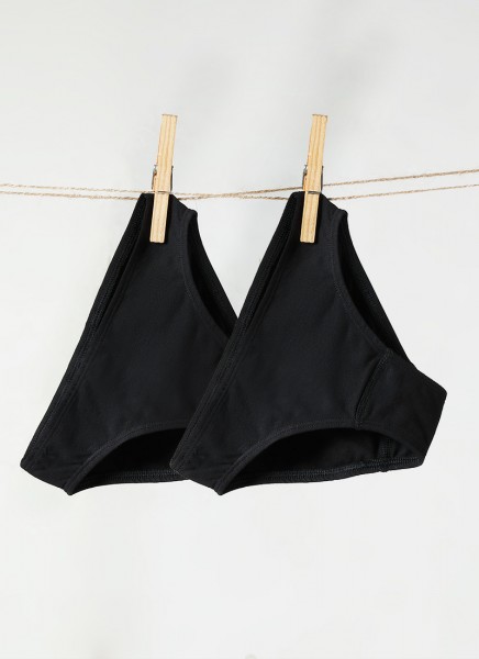 Kız Çocuk Organik Külot 2'li Paket 1195 - Siyah - Blackspade (1)