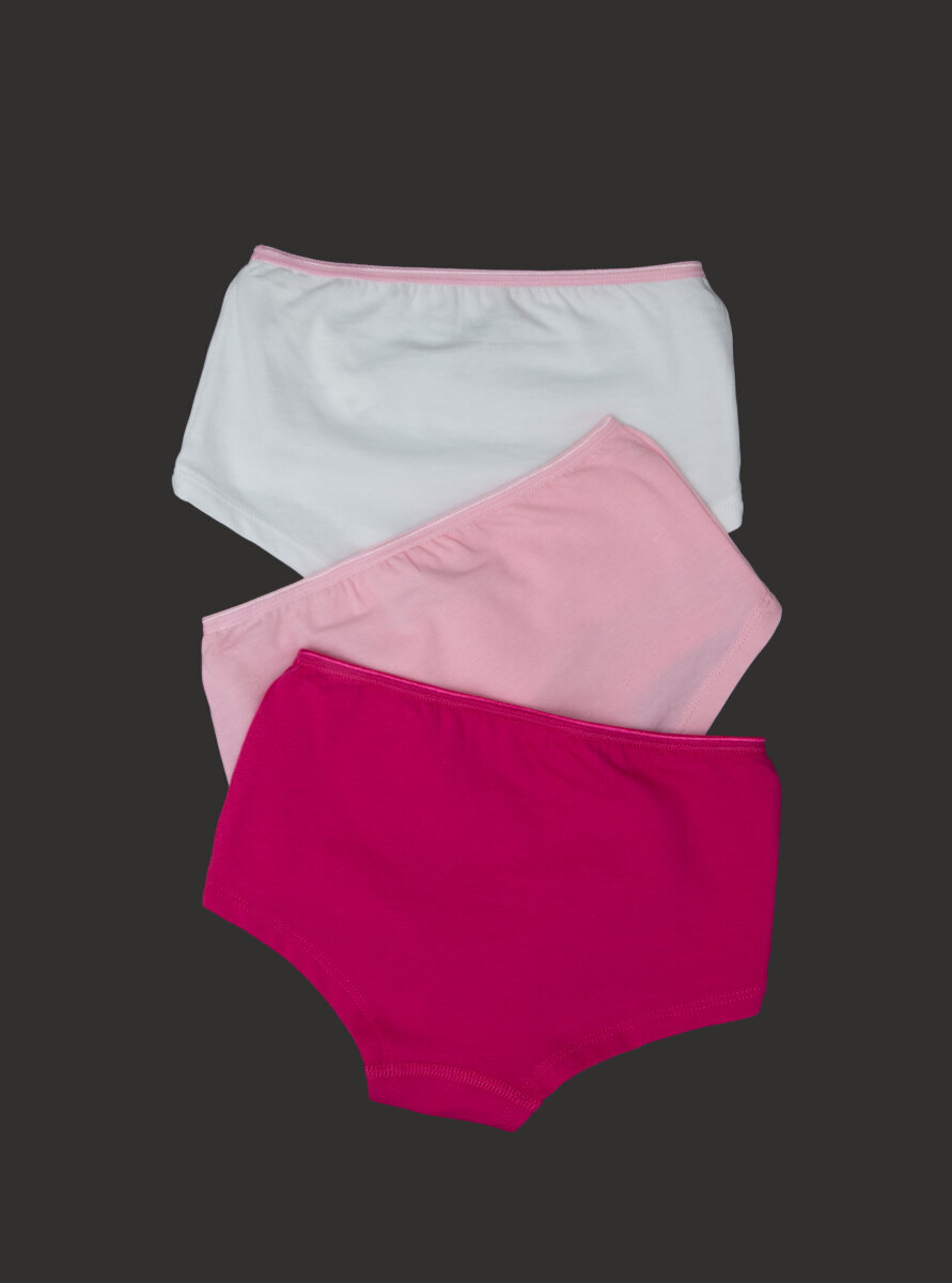 Kız Çocuk Külot 3'lü Paket 1294 - Fuşya Pembe Beyaz - Blackspade (1)