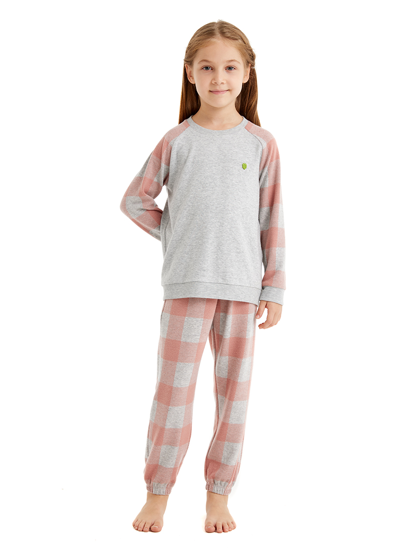 Termal Kız Çocuk Pijama Takımı 60516 - Gri Melanj - 1