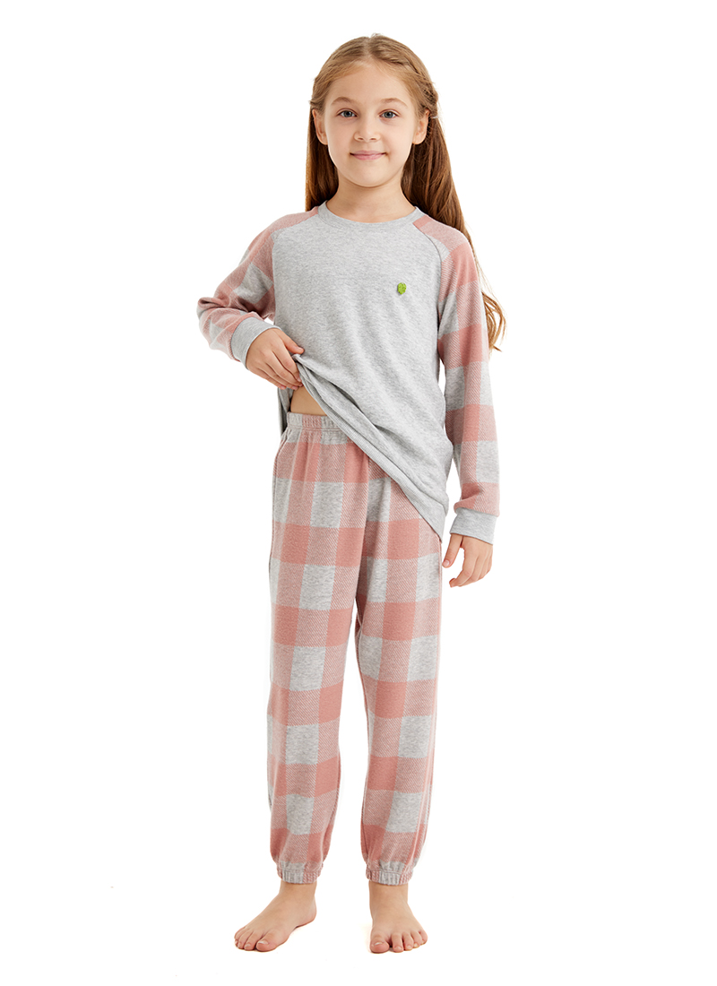 Termal Kız Çocuk Pijama Takımı 60516 - Gri Melanj - 3