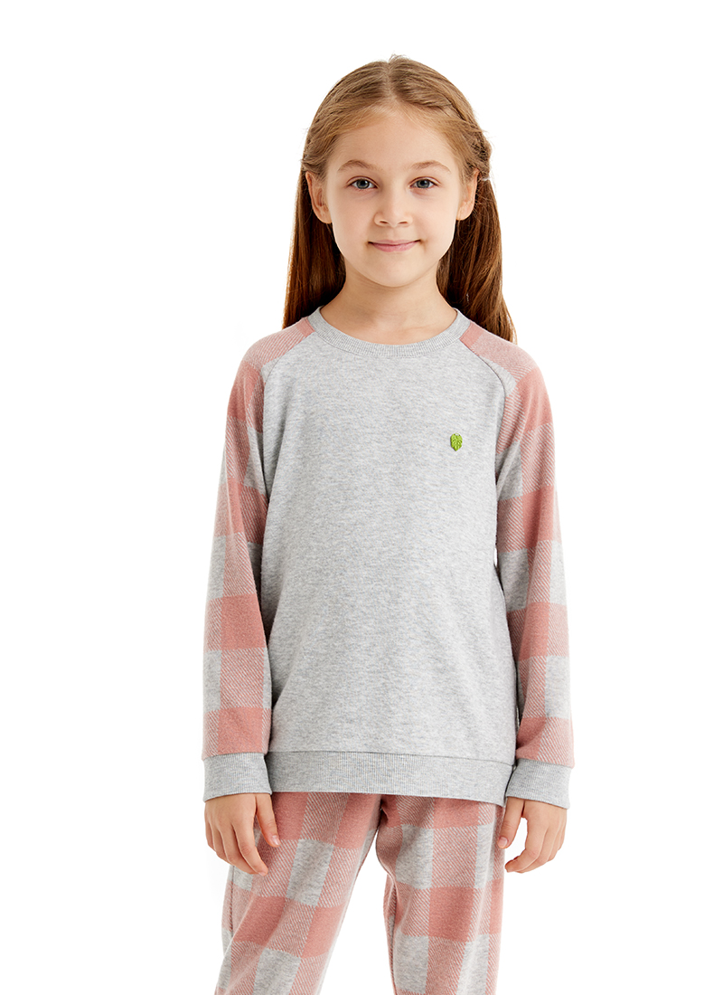 Termal Kız Çocuk Pijama Takımı 60516 - Gri Melanj - 4