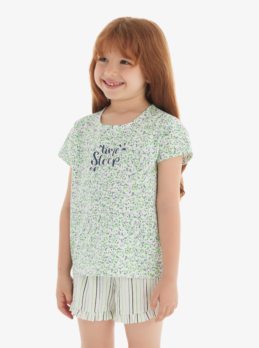 Kız Çocuk T-Shirt 51824 - Çiçek Baskılı - Blackspade