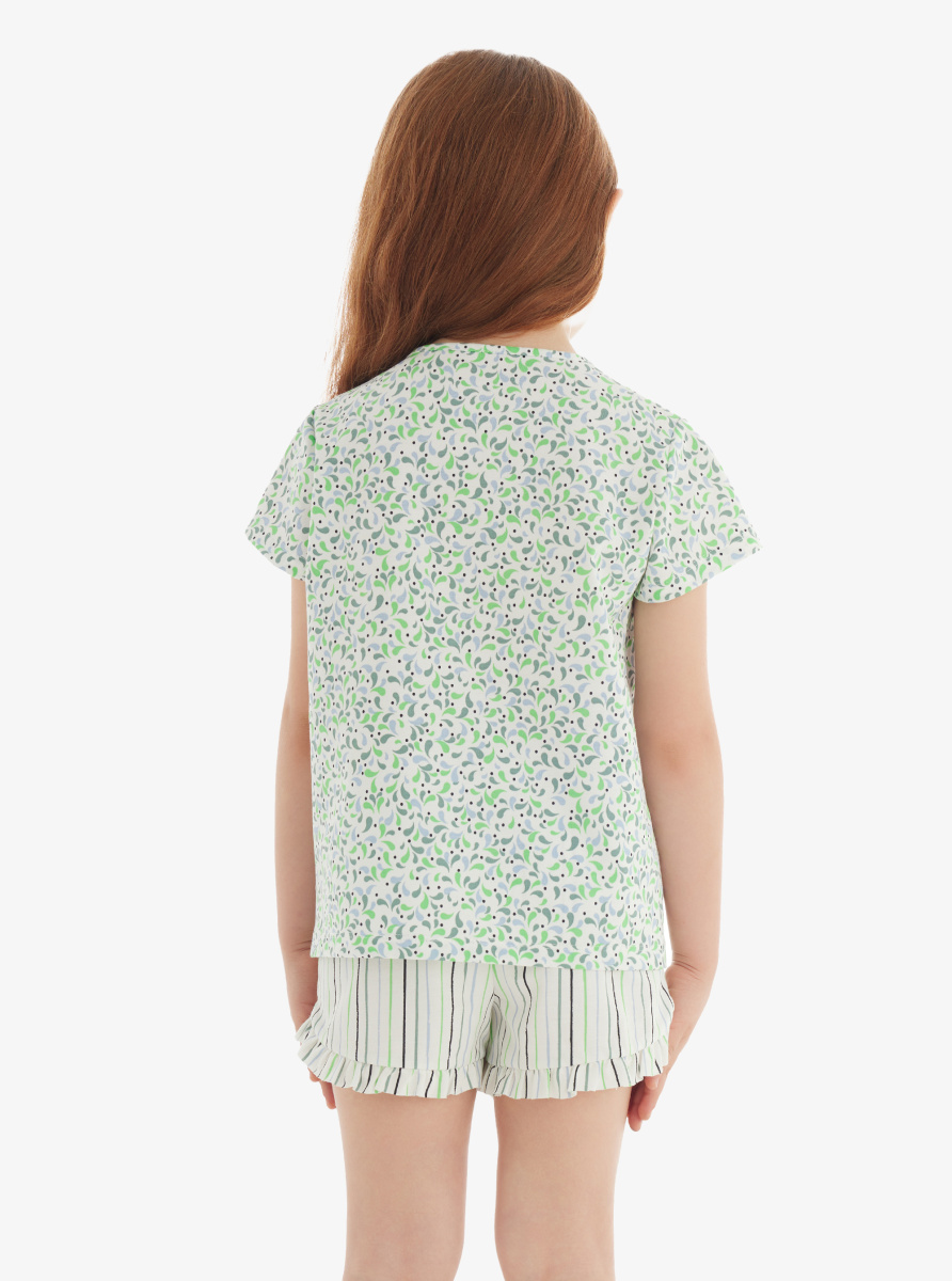 Kız Çocuk T-Shirt 51824 - Çiçek Baskılı - Blackspade (1)