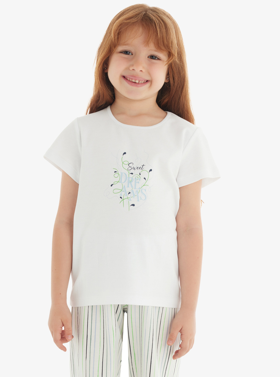 Kız Çocuk T-Shirt 51825 - Beyaz - 1
