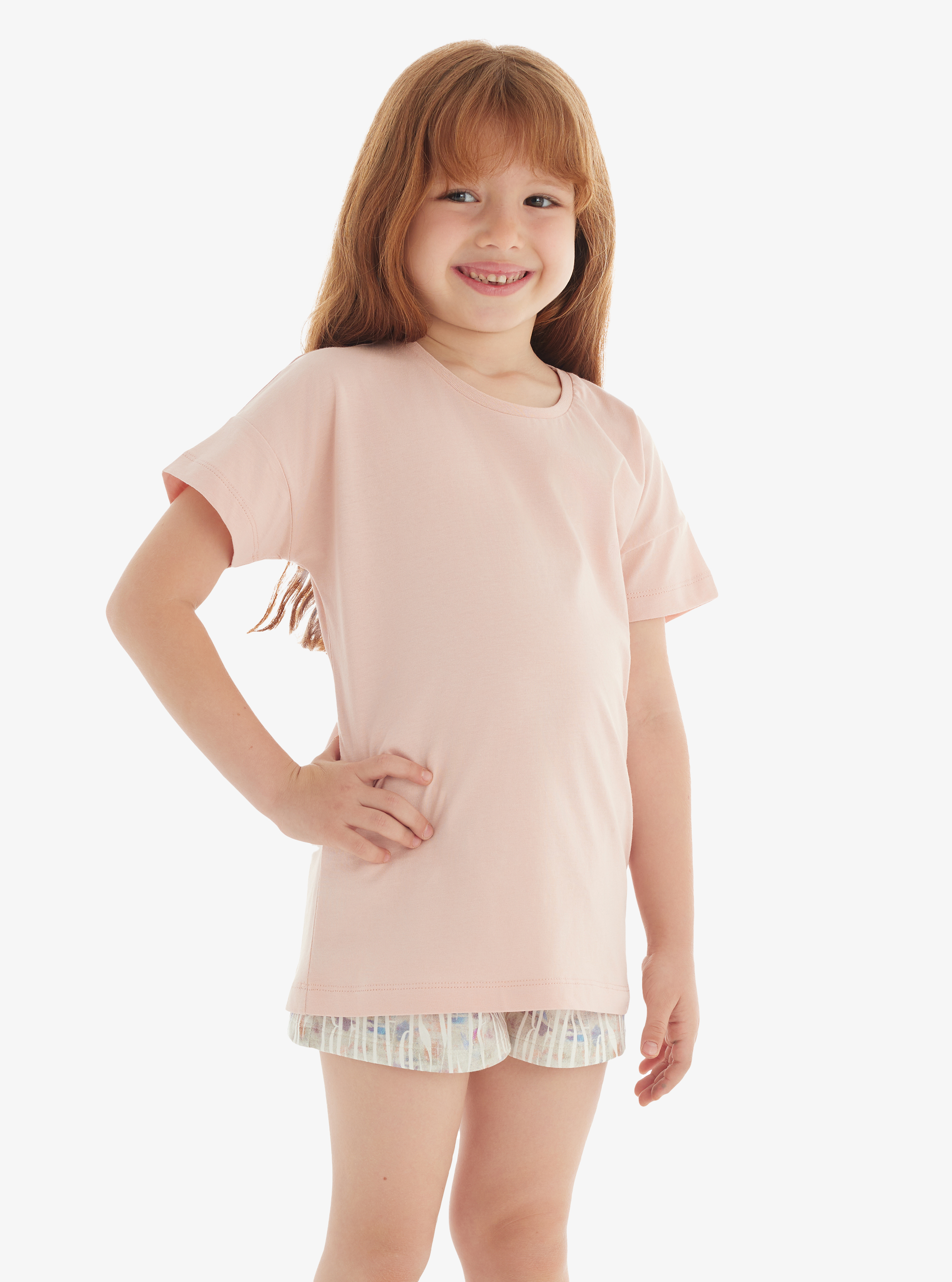 Kız Çocuk T-Shirt 60571 - Pudra - Blackspade