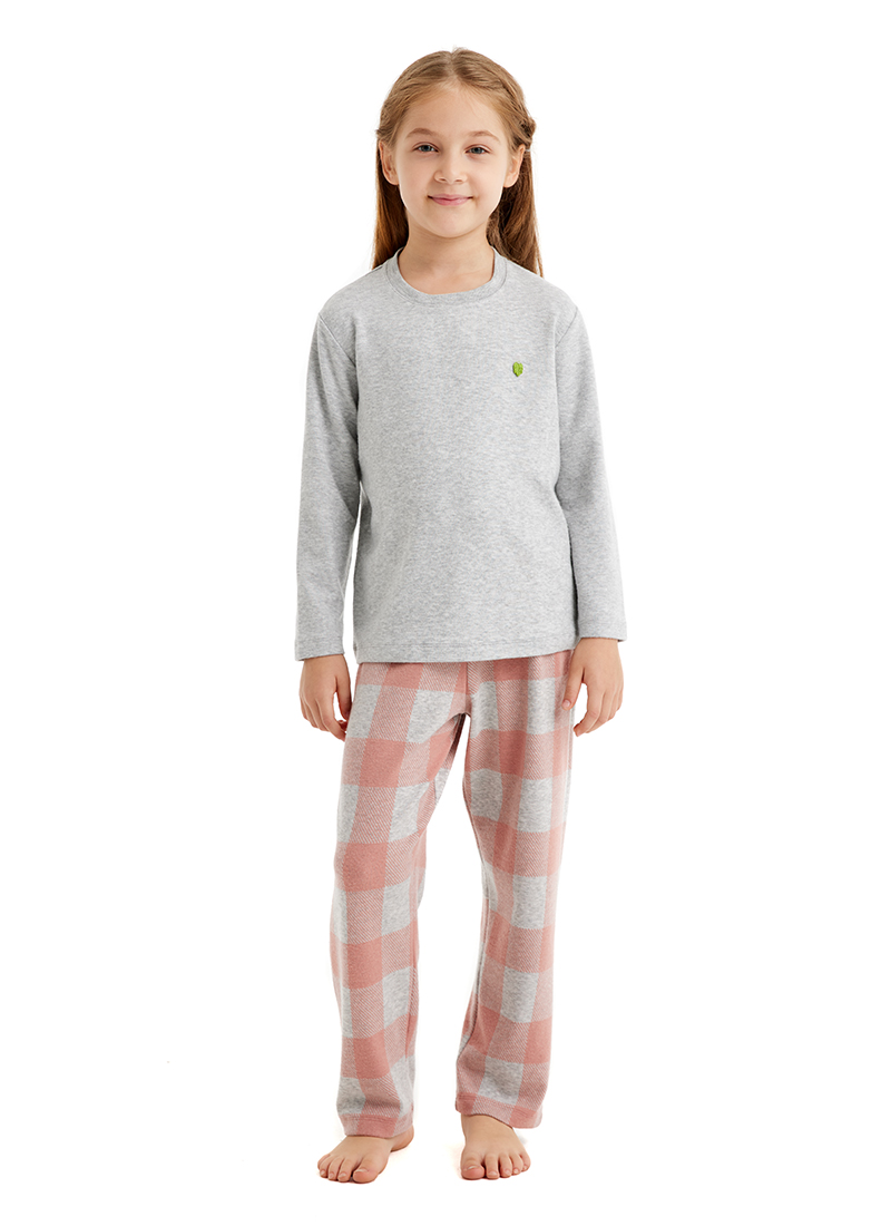 Termal Kız Çocuk Pijama Takımı 60515 - Gri Melanj - Blackspade