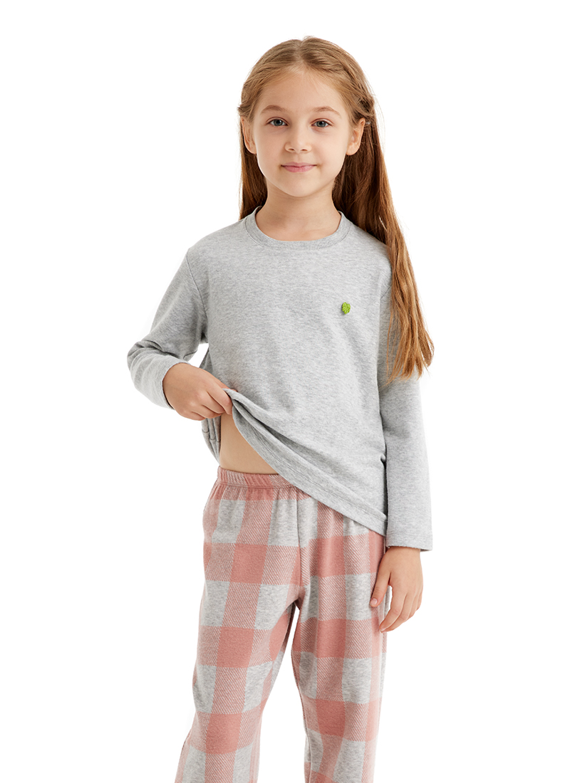 Termal Kız Çocuk Pijama Takımı 60515 - Gri Melanj - 3