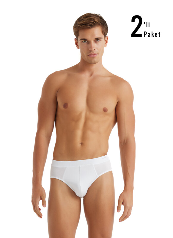 Erkek Slip Külot 2'li Paket Loose Fit 9625 - Beyaz - 3