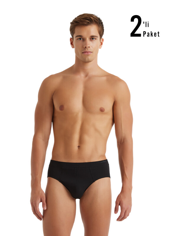 Erkek Slip Külot 2'li Paket Loose Fit 9625 - Siyah - 3
