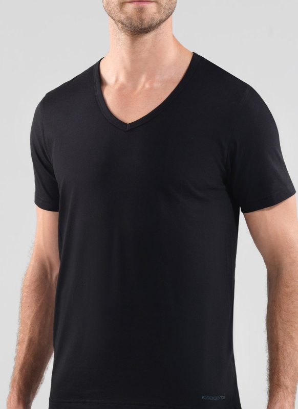 Erkek Tshirt V Yaka Loose Fit 9240 - Siyah - 1