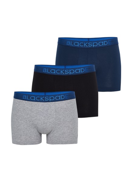 Erkek Boxer 3'lü Paket Modern Basics 9472 - Gri Lacivert Siyah (Lacivert Bel Lastiği) - 1