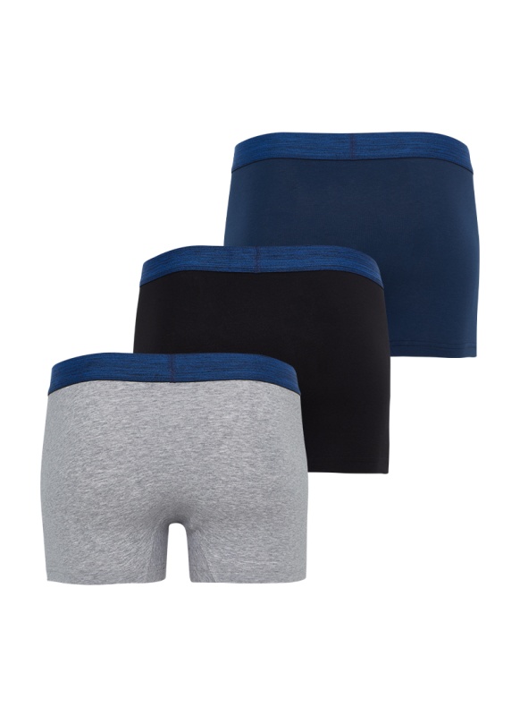 Erkek Boxer 3'lü Paket Modern Basics 9472 - Gri Lacivert Siyah (Lacivert Bel Lastiği) - 2