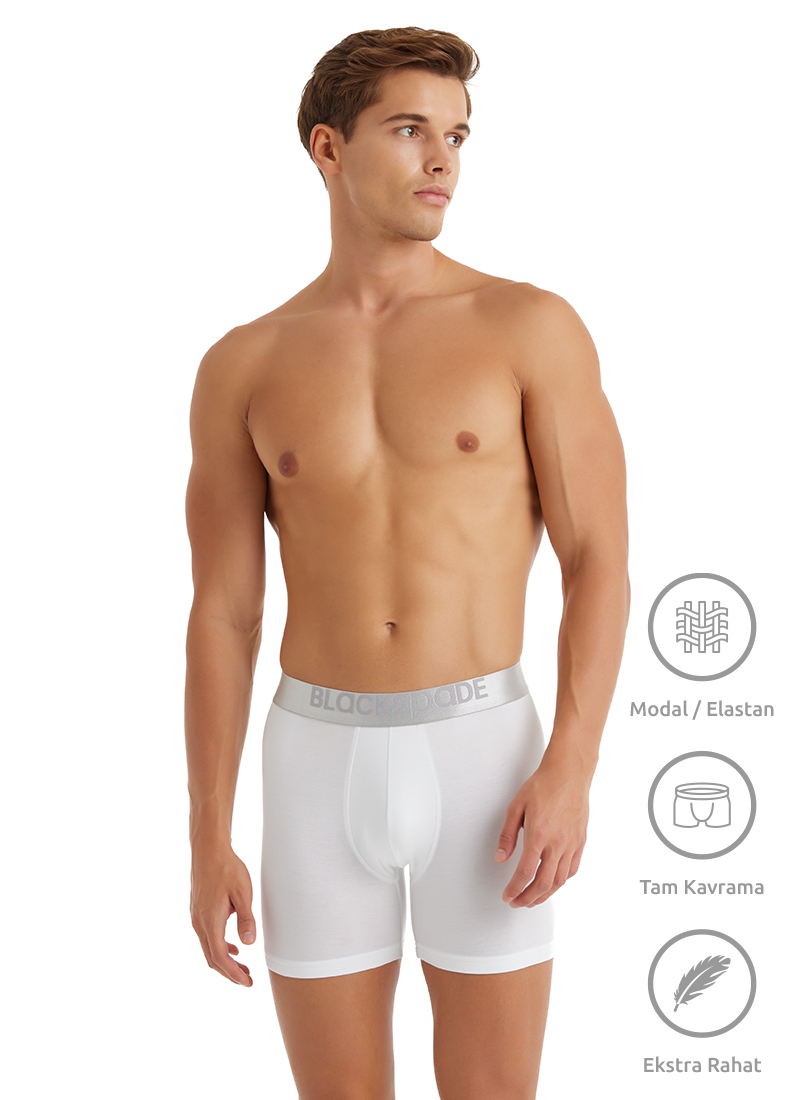 Erkek Modal Elastan Boxer Silver 9302 - Beyaz - 4