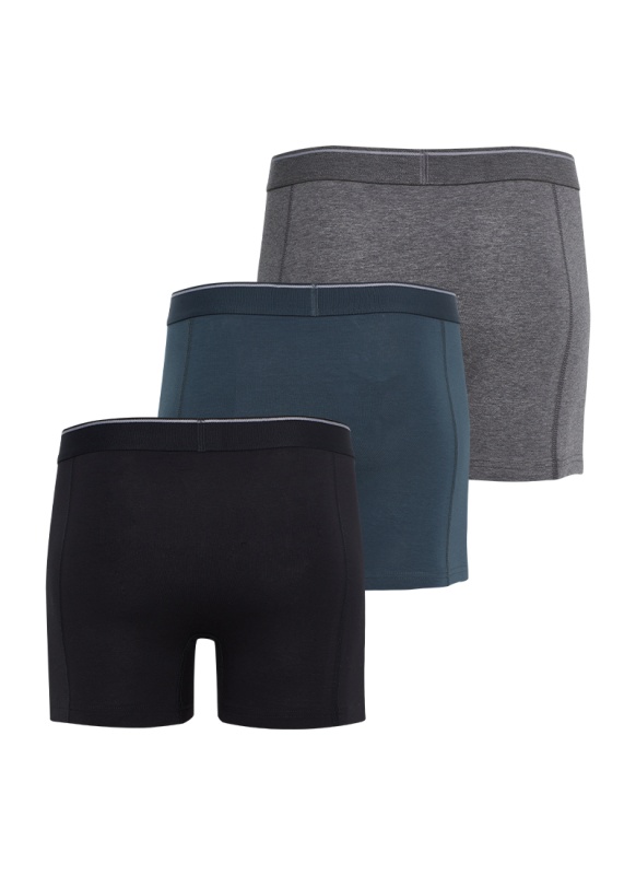 Erkek Boxer 3'lü Paket Tender Cotton 9673 - Siyah Antra Melanj Antrasit - 2