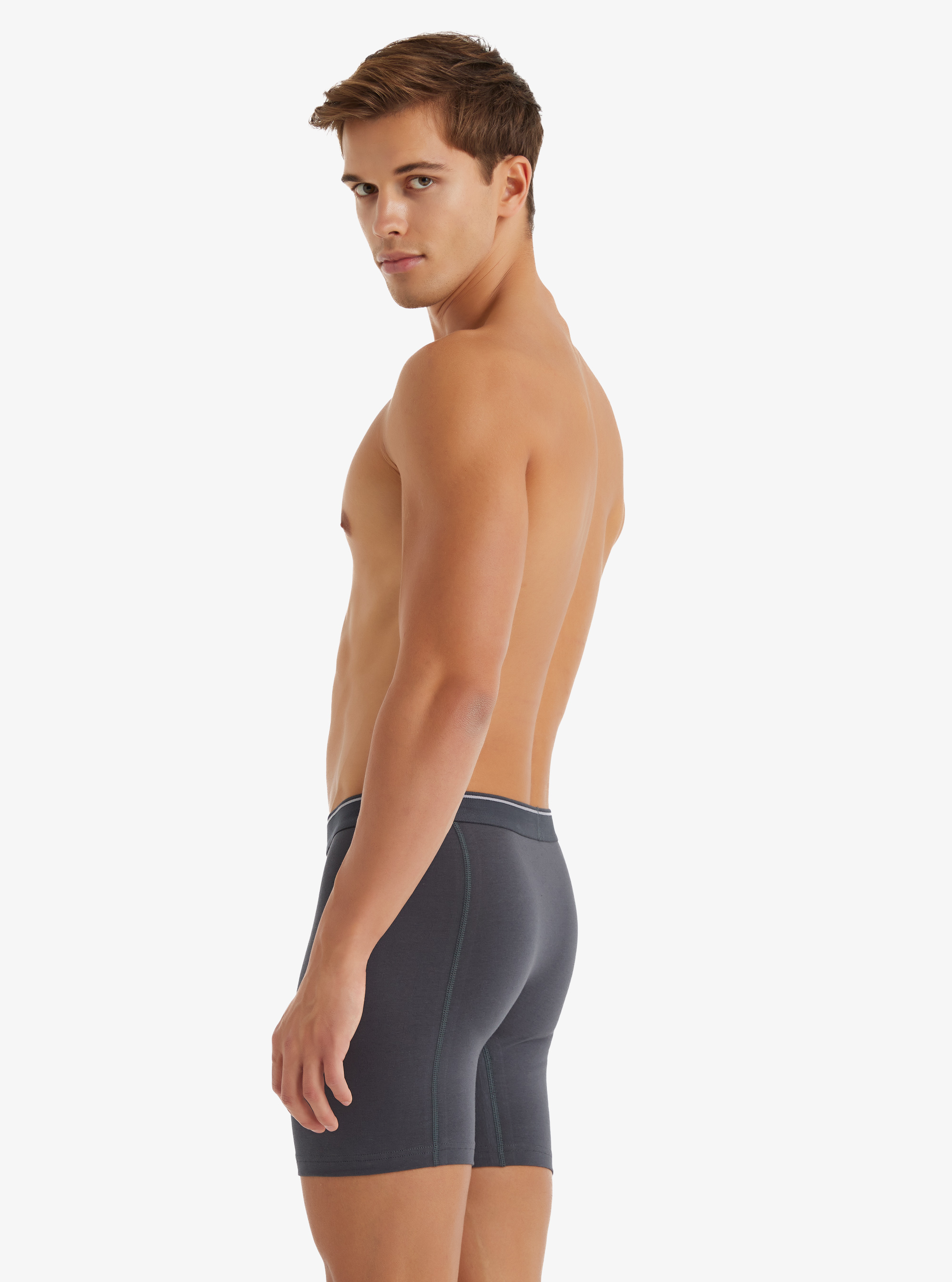 Erkek Retro Pamuk Elastan Boxer 9216 - Antrasit - Blackspade (1)