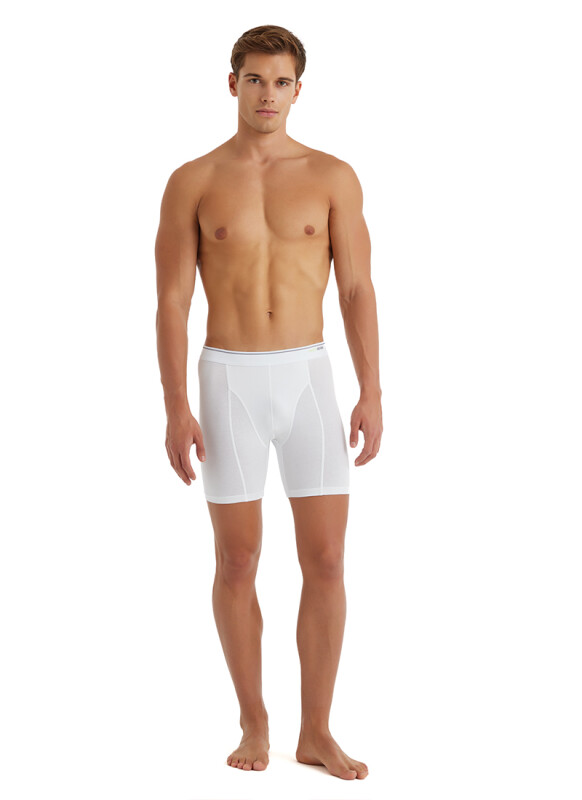 Erkek Retro Pamuk Elastan Boxer 9216 - Beyaz - 4