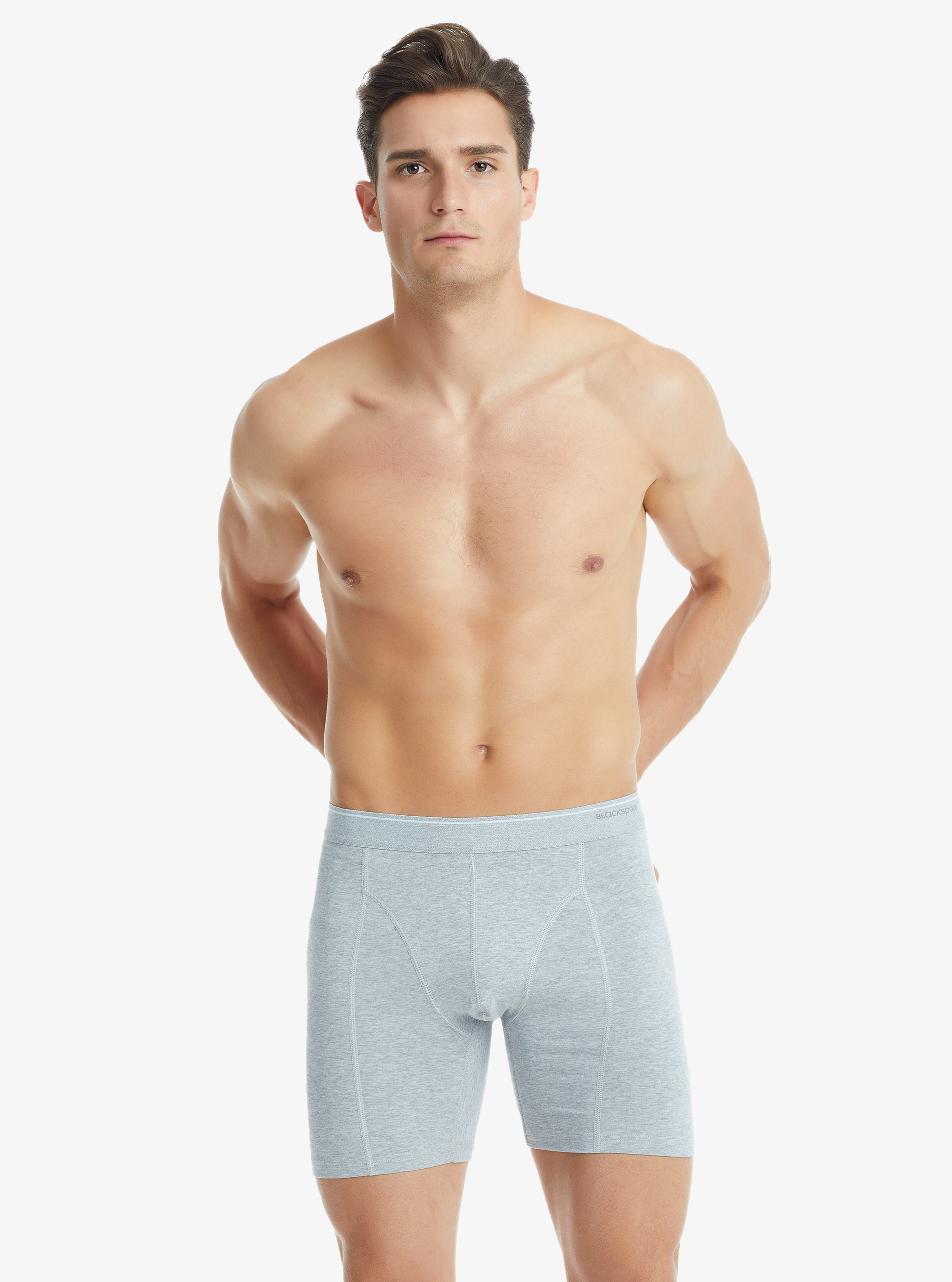 Erkek Retro Pamuk Elastan Boxer 9216 - Gri Melanj - 1