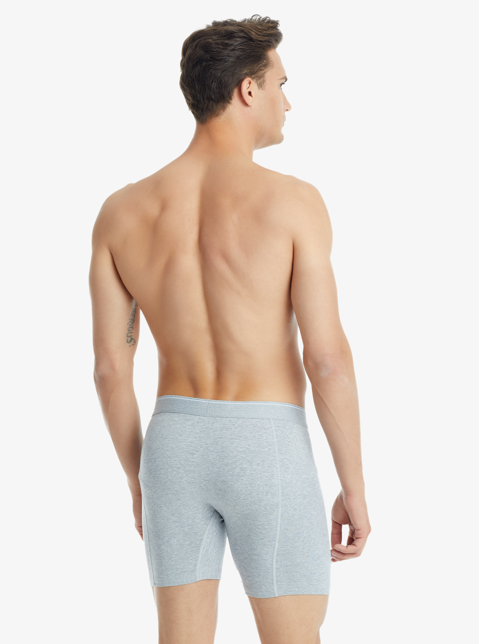 Erkek Retro Pamuk Elastan Boxer 9216 - Gri Melanj - 2