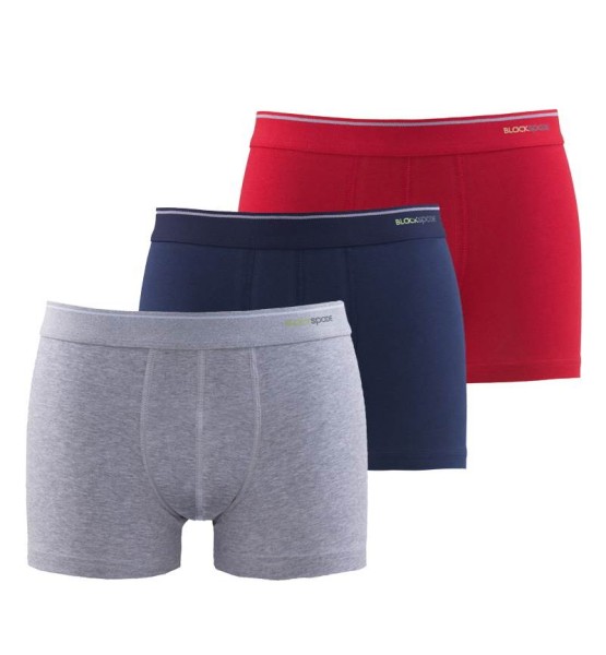Erkek Boxer 3'lü Paket Tender Cotton 9670 - Gri Lacivert Kırmızı - 1