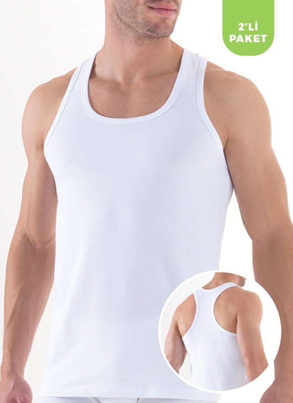 Erkek Spor Atlet 2'li Paket Tender Cotton 9676 - Beyaz - 1
