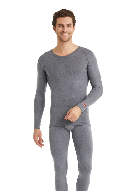 Unisex Termal Tişört 2. Seviye 1257 - Gri Melanj - 8