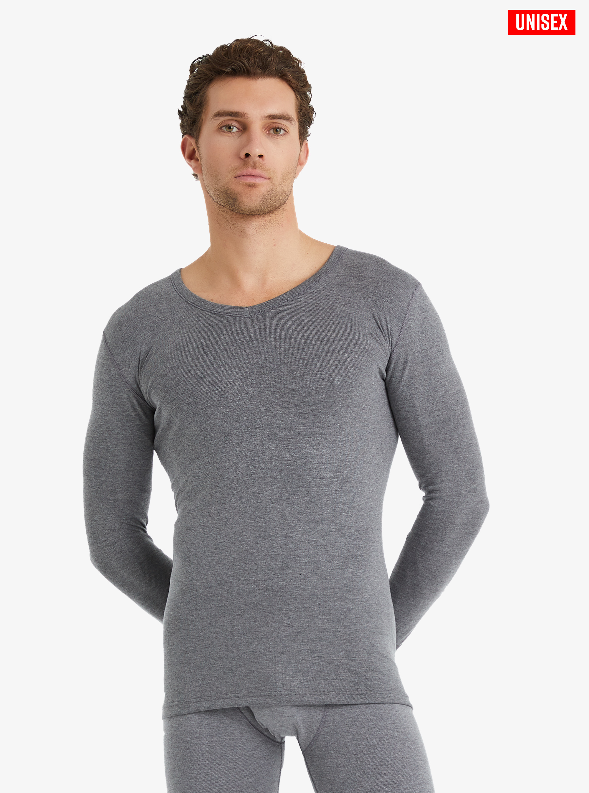 Unisex Termal Tişört 2. Seviye 1257 - Gri Melanj - 4