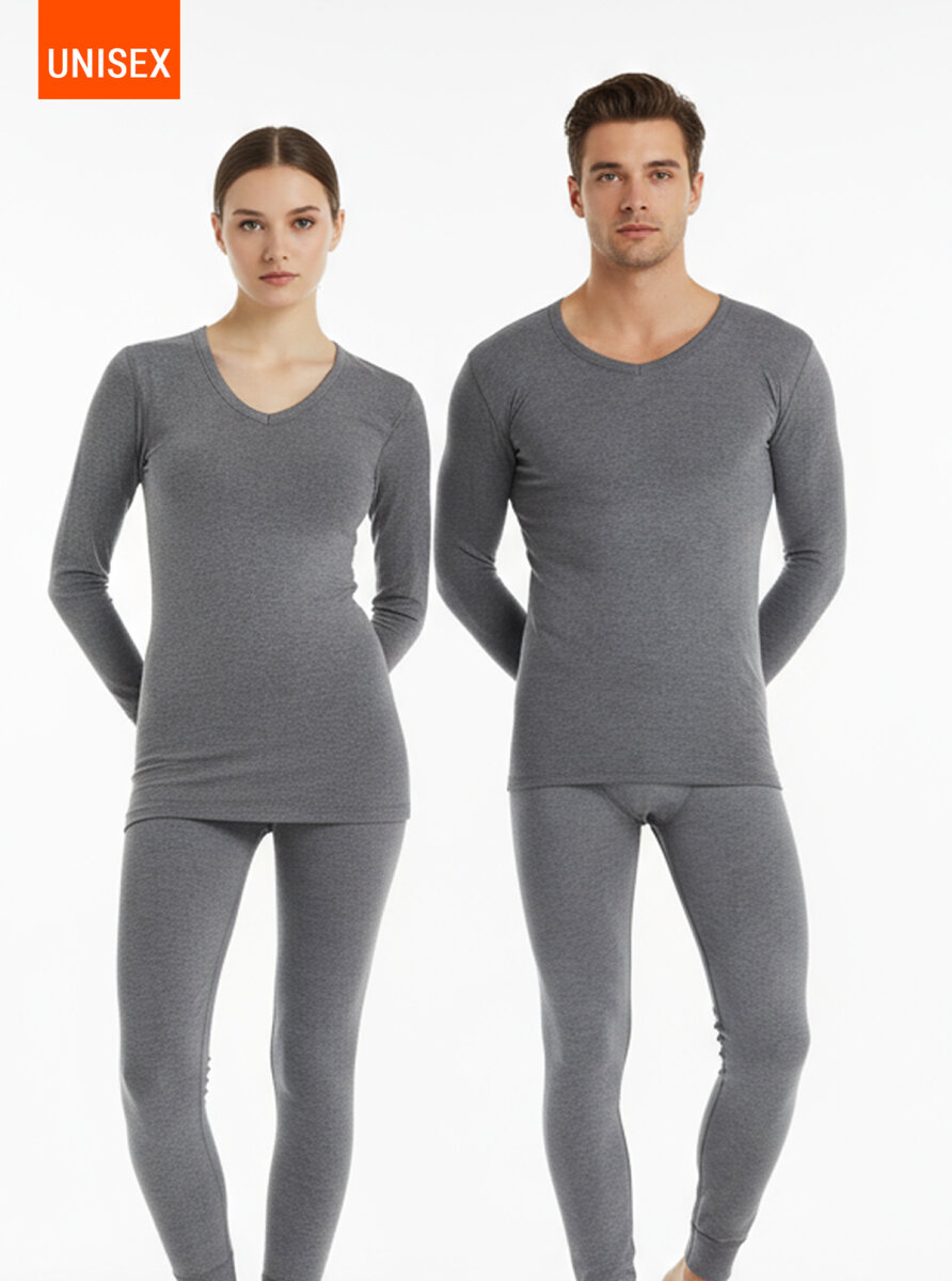 Unisex Termal Tişört 2. Seviye 1257 - Gri Melanj - 1