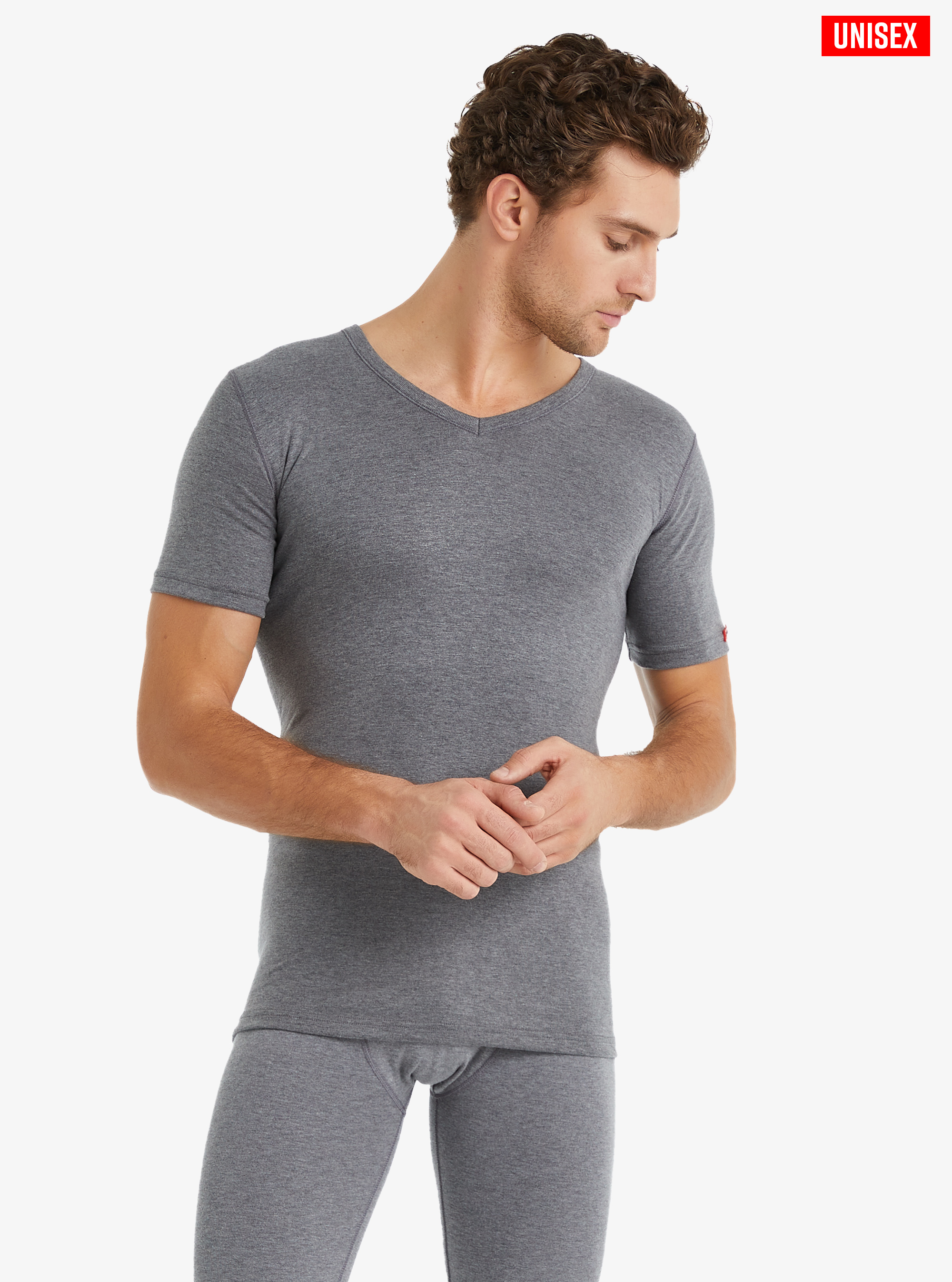 Unisex Termal Tişört 2. Seviye 1263 - Gri Melanj - 4