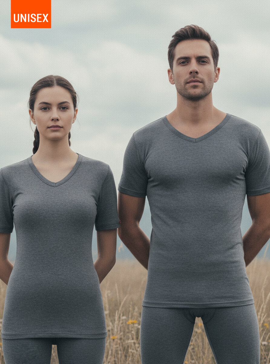 Unisex Termal Tişört 2. Seviye 1263 - Gri Melanj - 10