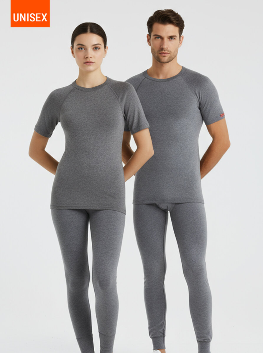 Unisex Termal Tişört 2. Seviye 9258 - Gri Melanj - 1